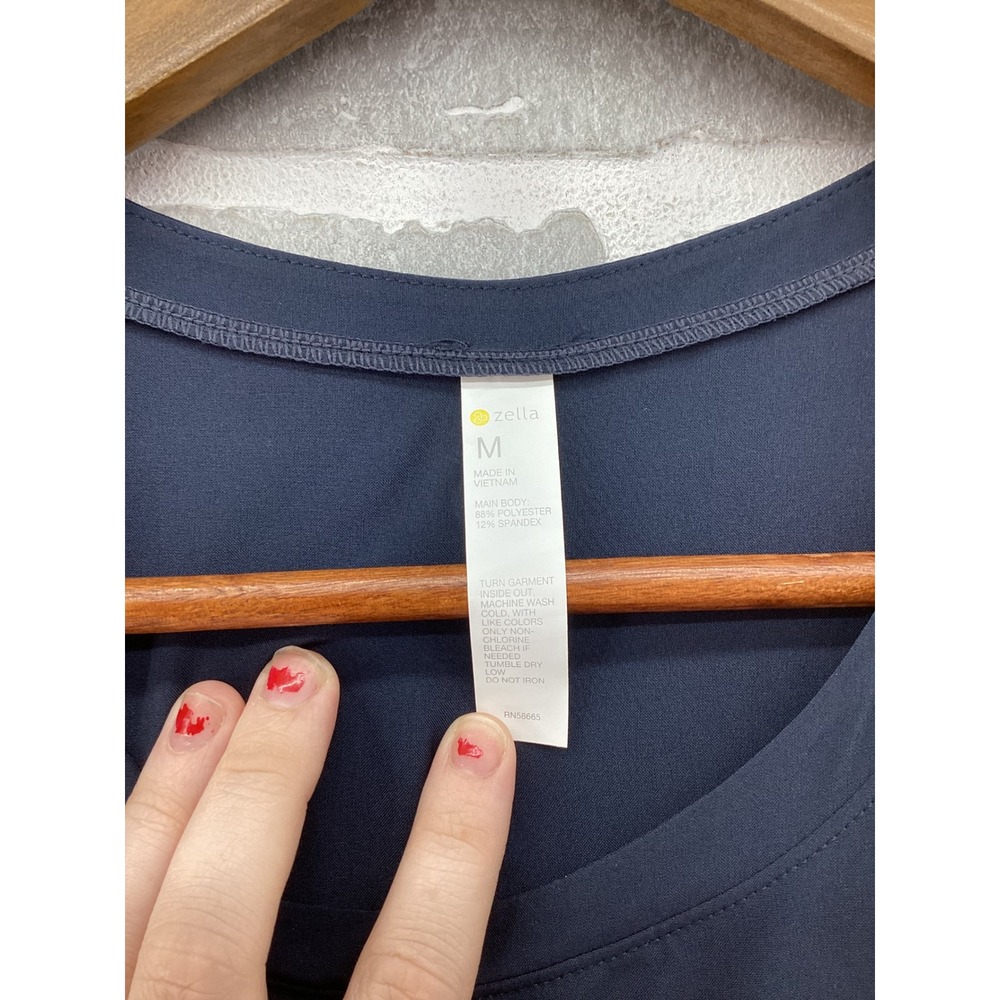 Zella Womens Navy Blue Sleeveless Drawstring Waist Tiered Midi Dress Size M - Picture 5 of 6